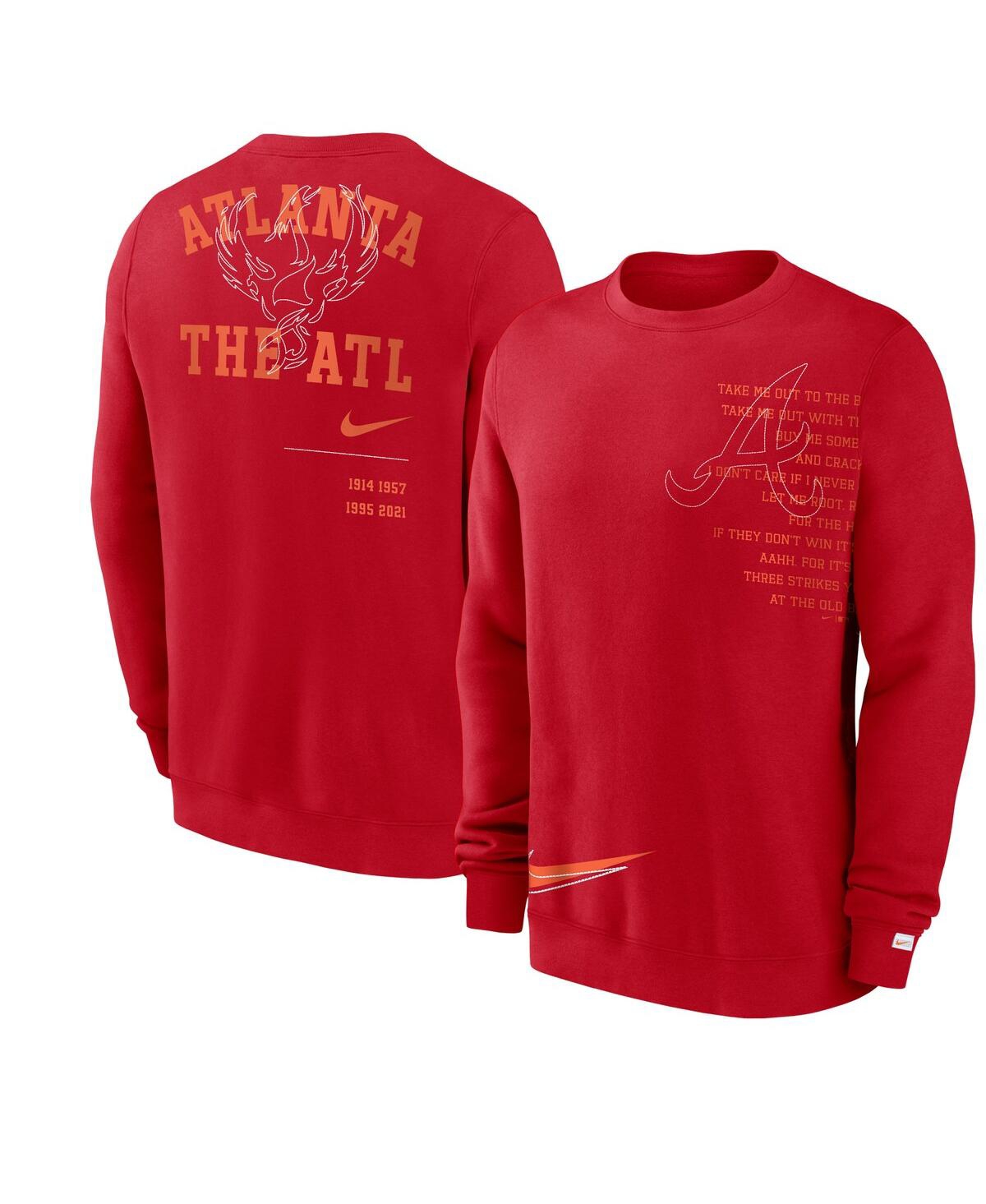 Nike Men's  Red Atlanta Braves Statement Ball Game Fleece Pullover Sweatshirt