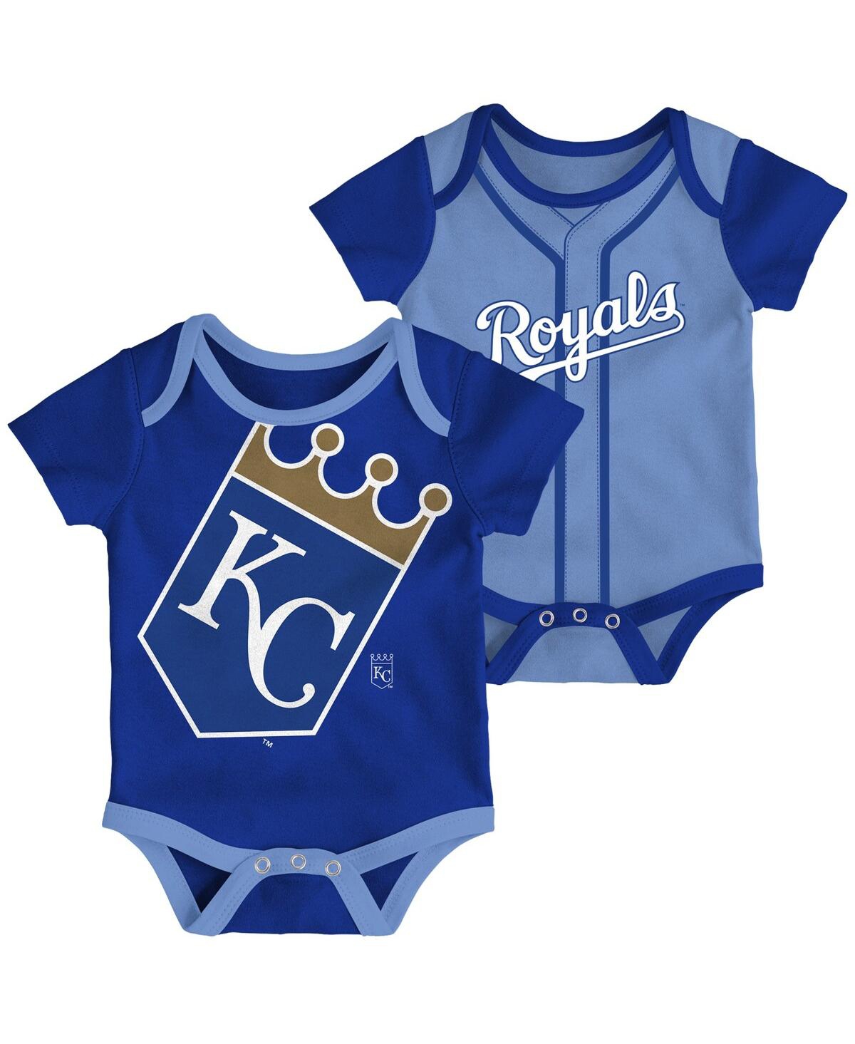 Outerstuff Babies' Infant Boys And Girls Boys And Girls Royal, Light Blue Kansas City Royals Double 2-pack Bodysuit Set In Royal,light Blue