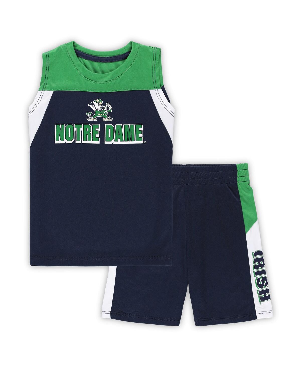 Colosseum Babies' Toddler Boys And Girls  Navy Notre Dame Fighting Irish Ozone Tank Top And Shorts Set
