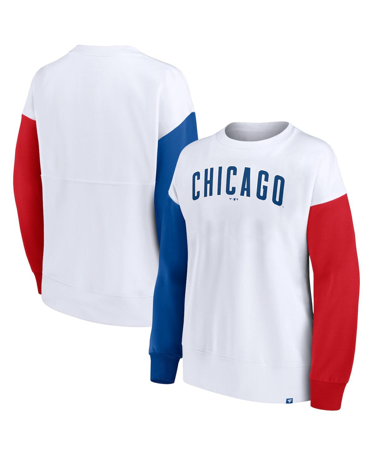 Shop Fanatics Women's  White Chicago Cubs Series Pullover Sweatshirt
