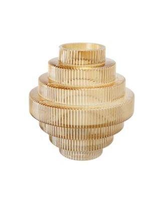 AB Home Ribbed Geometric Glass Vase, 9.1