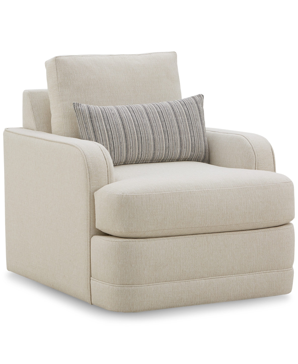 Furniture Kendrah 32" Fabric Swivel Chair With Recessed Arms, Created For Macy's In Silver