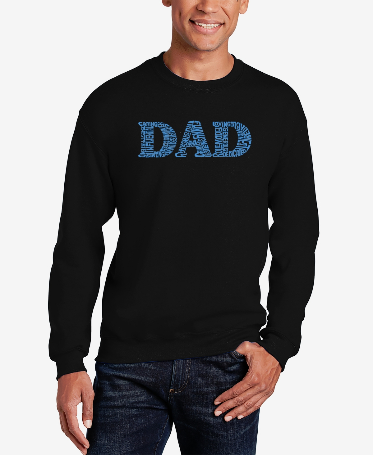 La Pop Art Men's Dad Word Art Crewneck Sweatshirt In Black