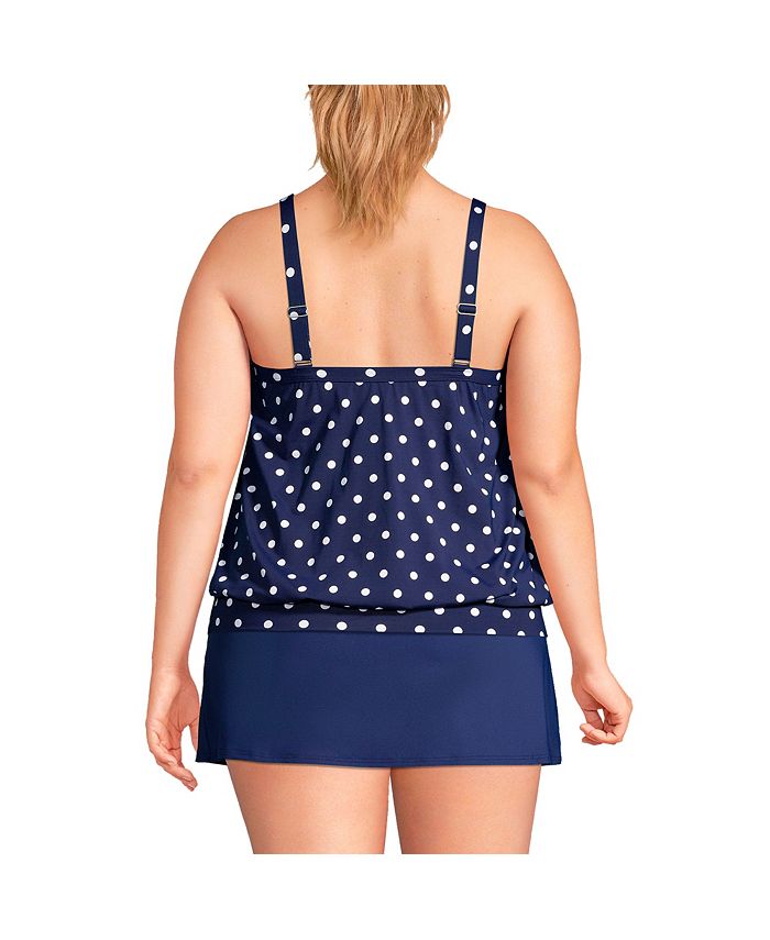 Lands' End Plus Size Blouson Tummy Hiding Tankini Swimsuit Top