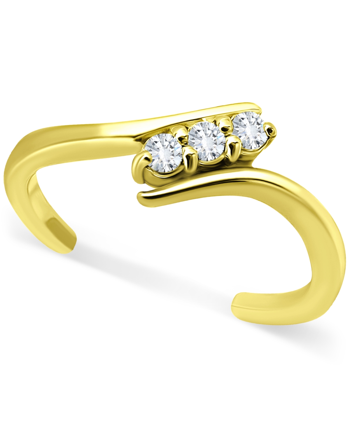 Giani Bernini Cubic Zirconia Three Stone Toe Ring, Created For Macy's In Gold