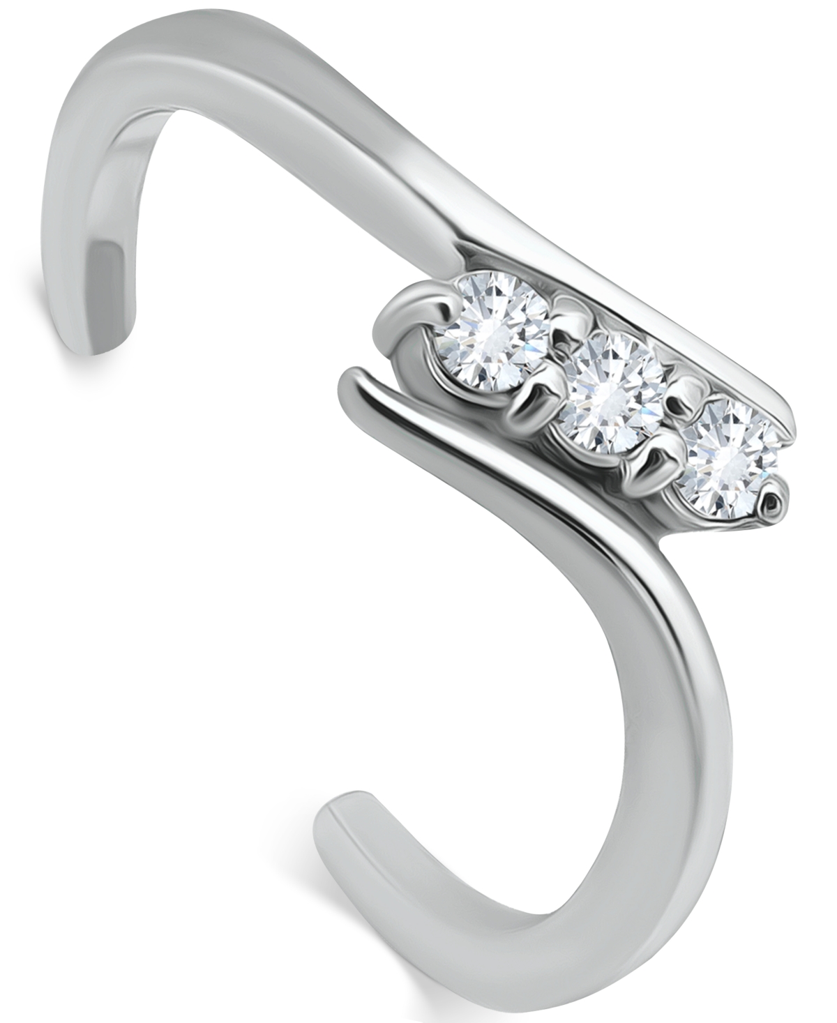 Giani Bernini Cubic Zirconia Three Stone Toe Ring, Created For Macy's In Silver