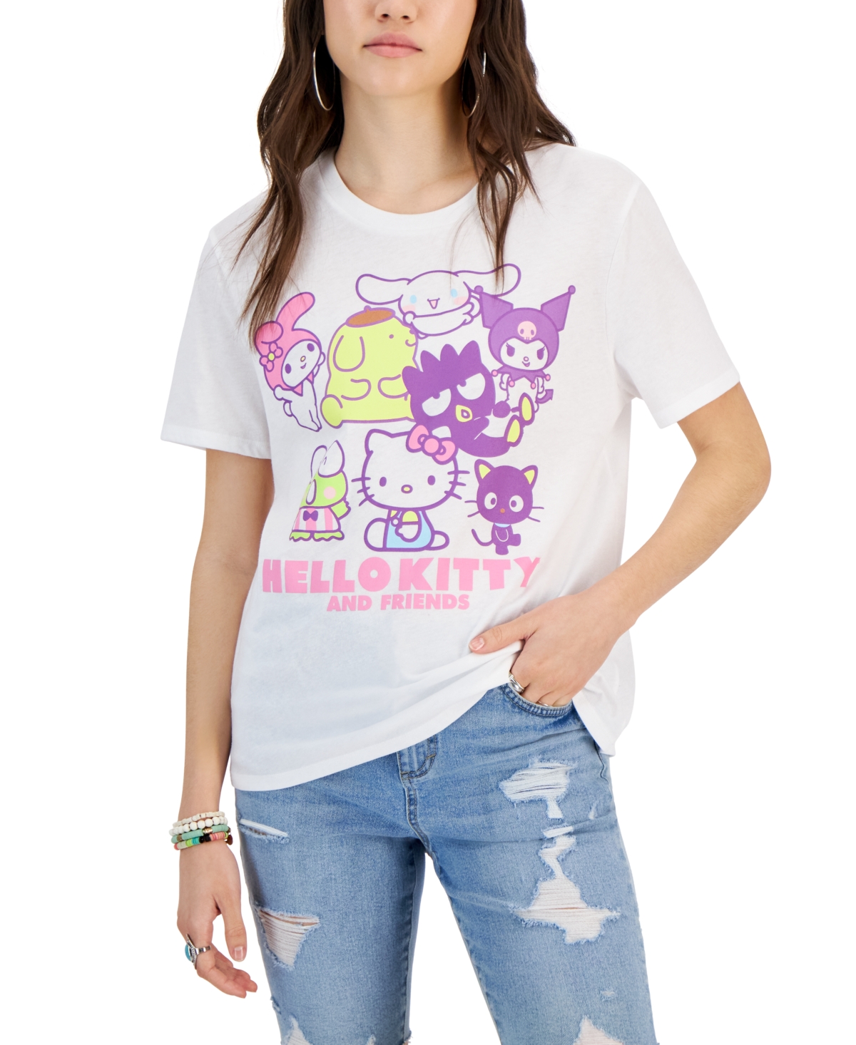 Love Tribe Juniors' Hello Kitty And Friends Graphic T-shirt In White