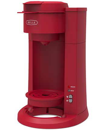 BELLA Dual Brew Single Serve Coffee Maker, K-cup Compatible with Ground  Coffee Basket & Adapter - Carefree Auto Shut Off & Adjustable Tray, 14oz,  Red