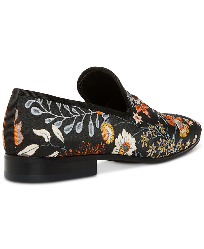 Amali Fabian Men's Sequin Loafers - Embroidered Smoking Slippers Dress Shoes