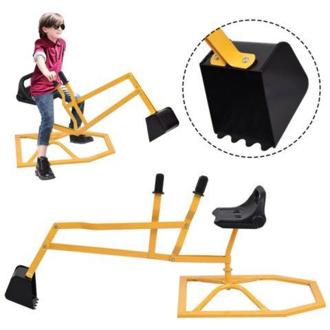 Детская игрушка Costway Heavy-Duty Steel 360-Degree Rotatable Seat Ride-On Sand Excavator, Ages 4+, цвет: Жёлтый