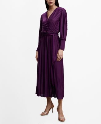 mango pleated wrap dress Pleated wrap dress