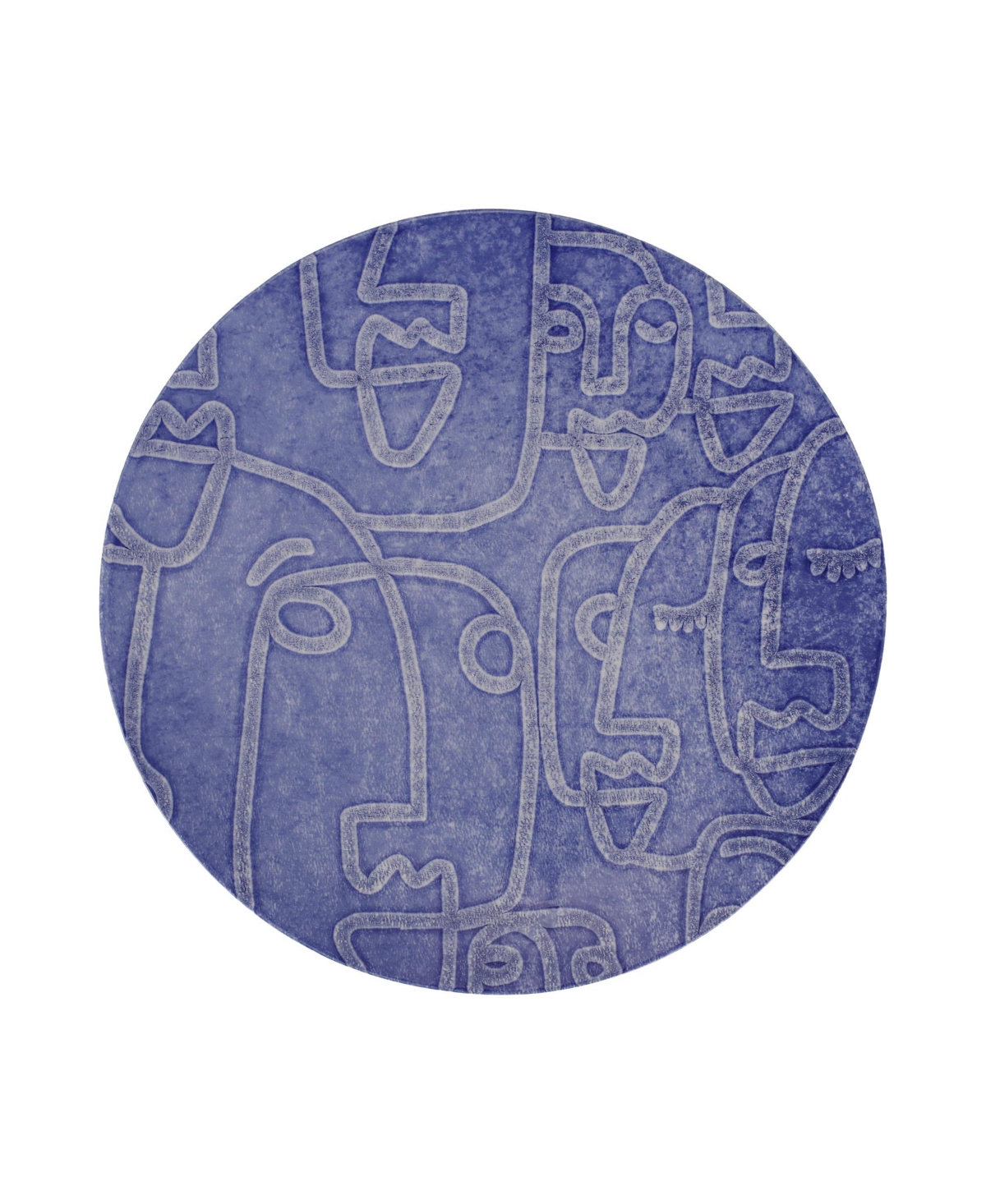 Vietri Moda Blue Faces Round Platter 12" In Multicolor