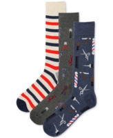 Hot Sox Men's Barber Shop 3-Pk. Crew Socks - Open Miscellaneous