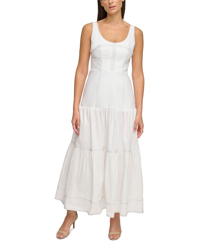 Donna Karan Women's Poplin Sleeveless Corset Maxi Dress - Macy's