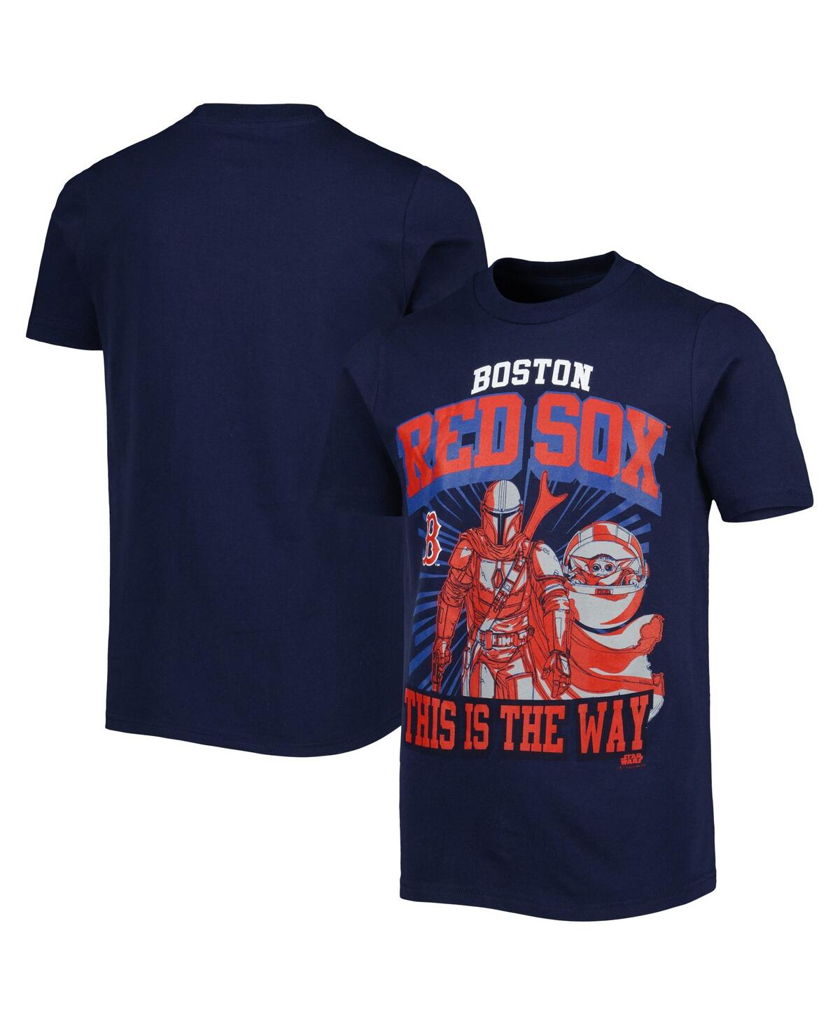 Outerstuff Kids' Big Boys And Girls Navy Boston Red Sox Star Wars This Is The Way T-shirt