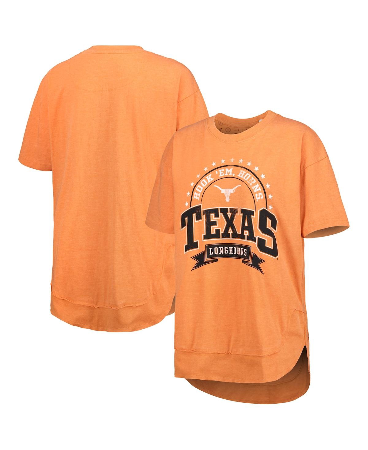 Shop Pressbox Women's  Texas Orange Texas Longhorns Vintage-like Wash Poncho Captain T-shirt