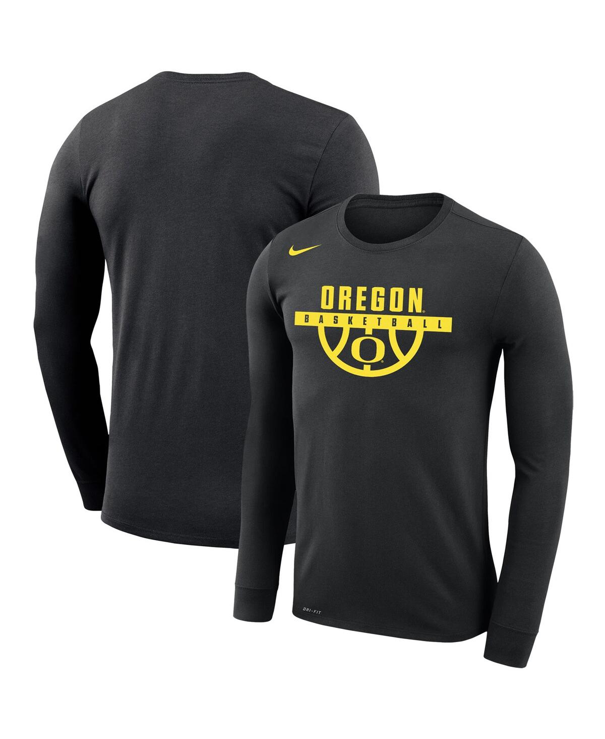 Nike Men's  Black Oregon Ducks Basketball Drop Legend Long Sleeve Performance T-shirt
