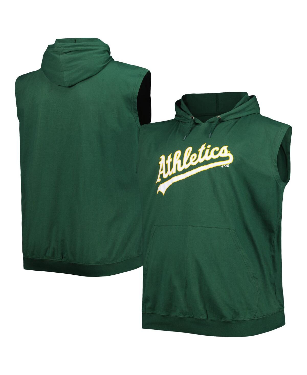 PROFILE MEN'S GREEN OAKLAND ATHLETICS JERSEY BIG AND TALL PULLOVER MUSCLE HOODIE