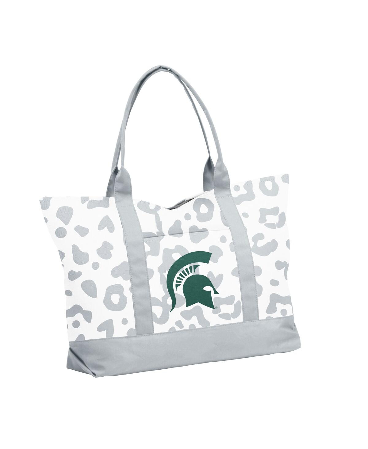 Shop Logo Brands Women's Michigan State Spartans Leopard Pattern Tote In White,gray