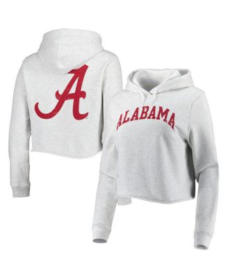 Women's Ash Alabama Crimson Tide 2-Hit 1636 Cropped Pullover Hoodie