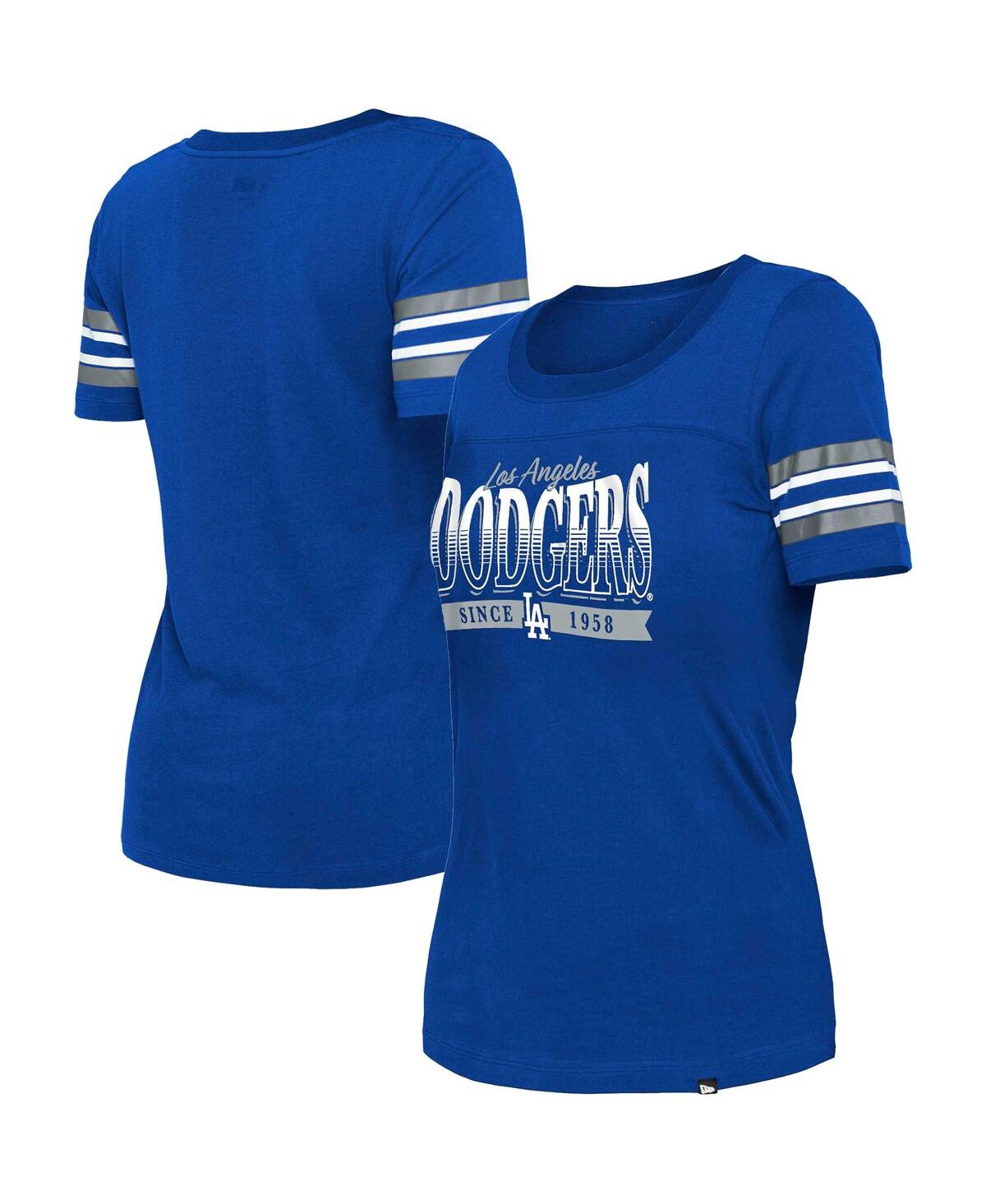 Women's New EraLos Angeles Dodgers Team Stripe T-shirt - Royal