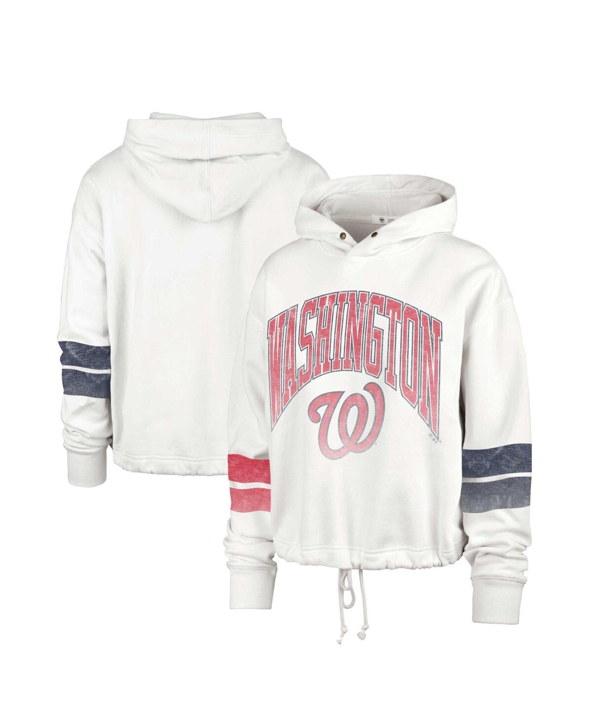 Shop 47 Brand Women's ' Cream Washington Nationals Harper Pullover Hoodie