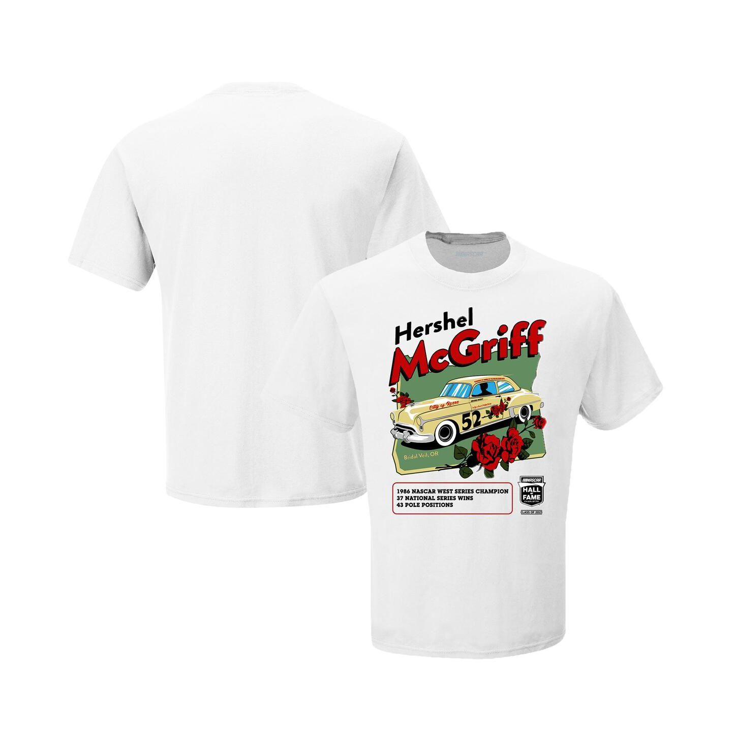 Мужская футболка Checkered Flag Sports White Hershel McGriff NASCAR Hall of Fame Class of 2023 Inductee — фото 1
