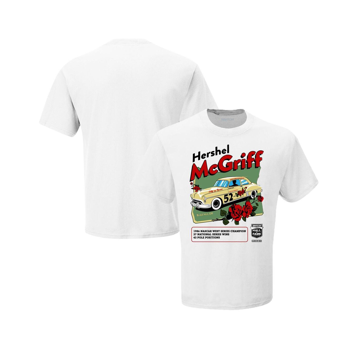 Men's White Hershel McGriff NASCAR Hall of Fame Class of 2023 Inductee T-shirt