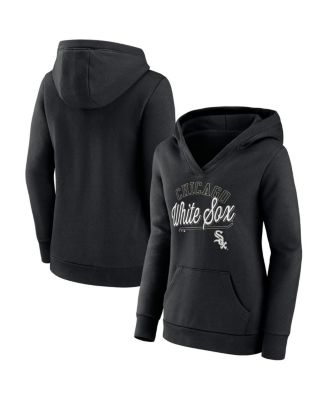 Women's Black Chicago White Sox Simplicity Crossover V-Neck Pullover Hoodie