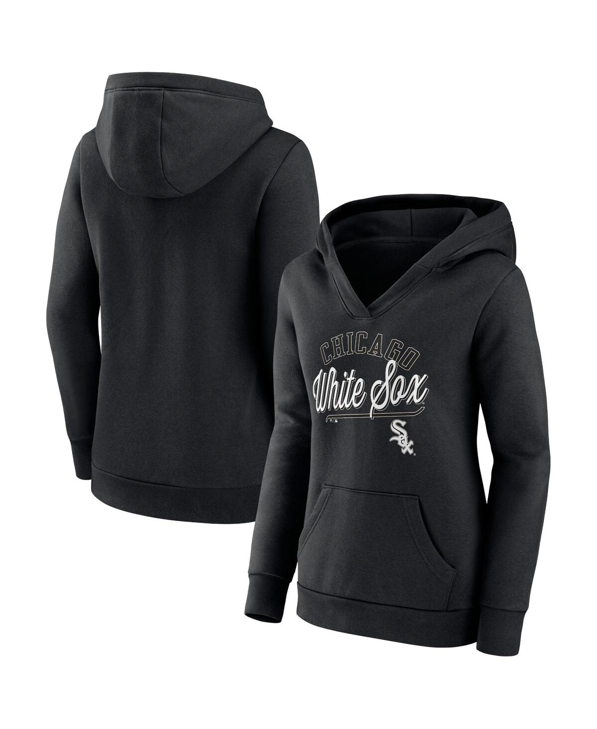 Women's FanaticsChicago White Sox Simplicity Crossover V-Neck Pullover Hoodie - Black