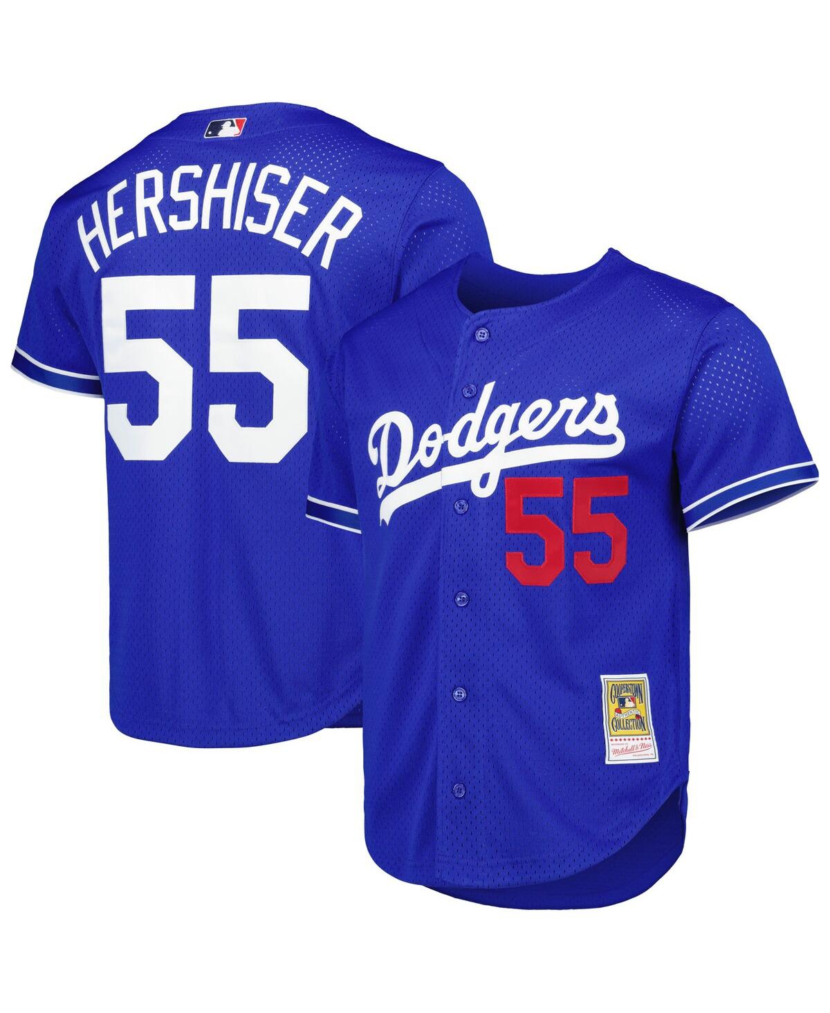 Men's Mitchell & Ness Orel HershiserLos Angeles Dodgers Cooperstown Collection Mesh Batting Practice Button-Up Jersey - Royal