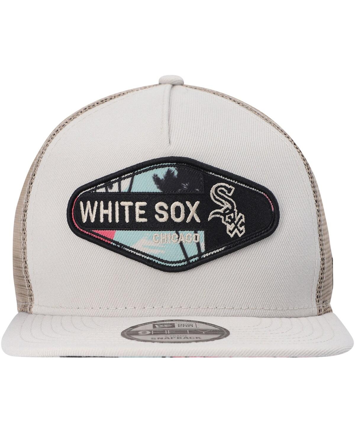 Shop New Era Men's  Natural Chicago White Sox Retro Beachin' Patch A-frame Trucker 9fifty Snapback Hat