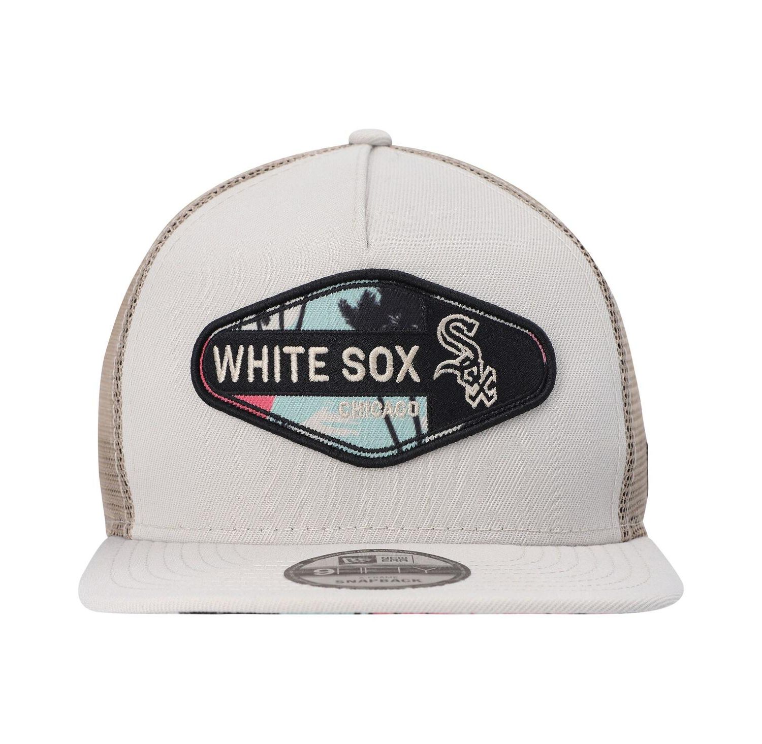 Men's Natural Chicago White Sox Retro Beachin' Patch A-Frame Trucker 9FIFTY Snapback Hat