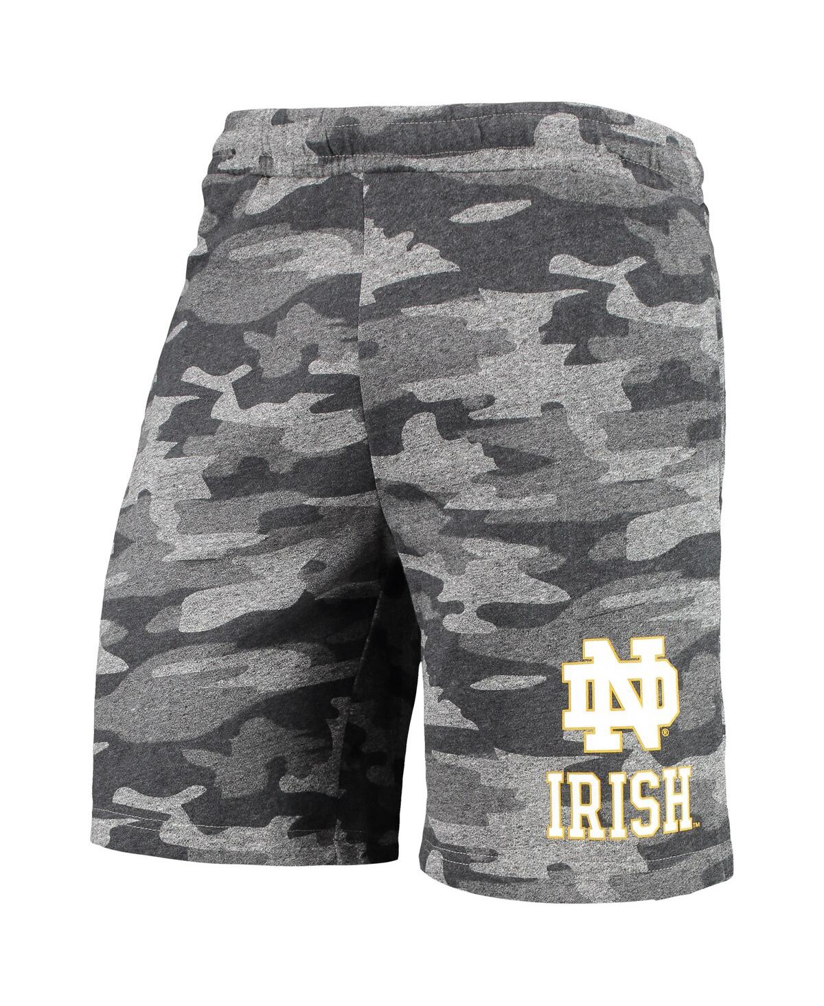 Concepts Sport Men's  Charcoal, Gray Notre Dame Fighting Irish Camo Backup Terry Jam Lounge Shorts In Charcoal,gray