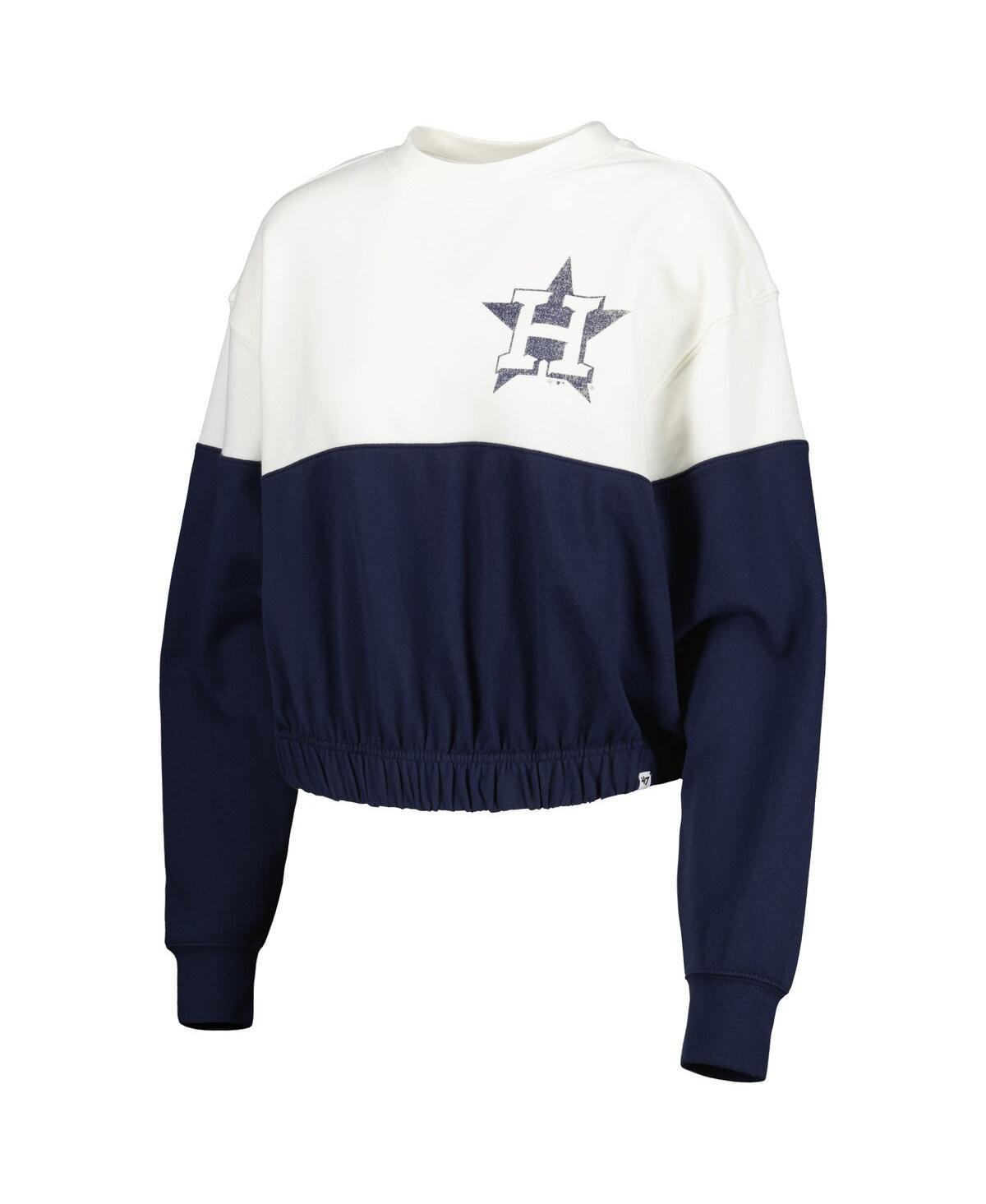Shop 47 Brand Women's ' White, Navy Houston Astros Take Two Bonita Pullover Sweatshirt In White,navy