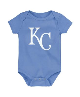 Newborn and Infant Boys and Girls Light Blue, White, Heather Gray Kansas City Royals Biggest Little Fan 3-Pack Bodysuit Set