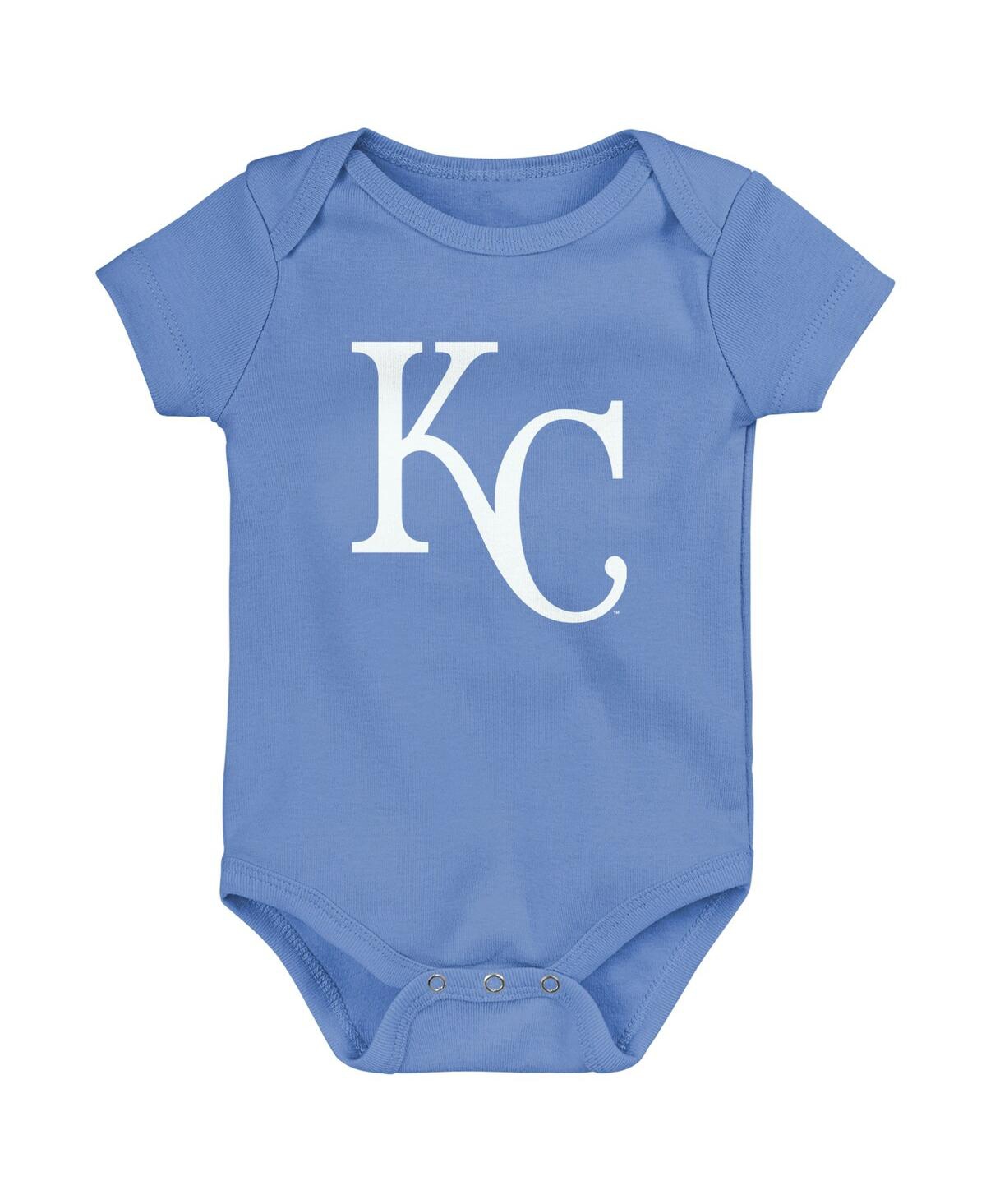 Outerstuff Newborn & Infant Light Blue/white/heather Gray Kansas City Royals Biggest Little Fan 3-pack Bodysuit In Light Blue,white,heather Gray