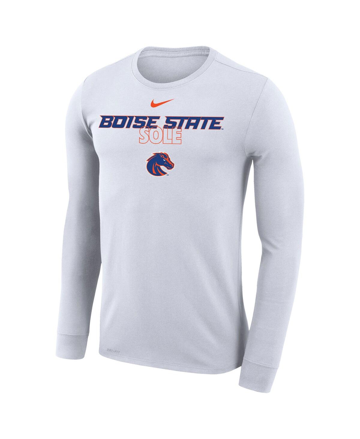 Shop Nike Men's  White Boise State Broncos 2023 On Court Bench Long Sleeve T-shirt