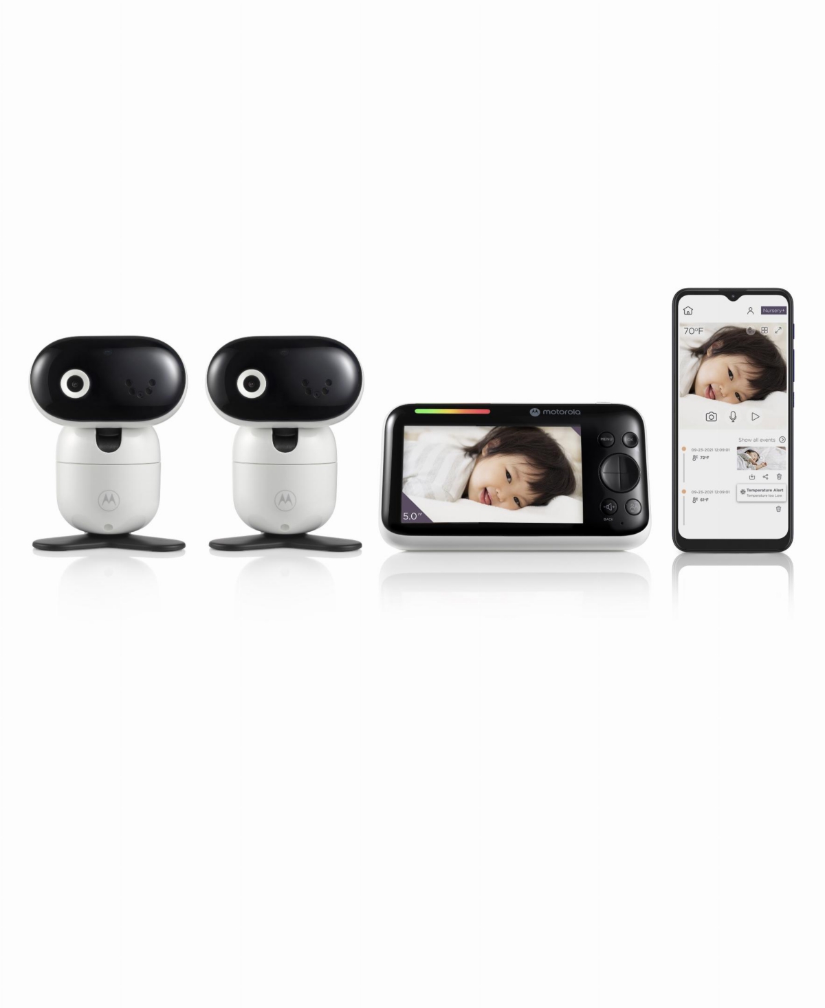 Motorola Connect 5.0" Wi-fi Hd Motorized Video Baby Monitor, 2 Camera Set In White
