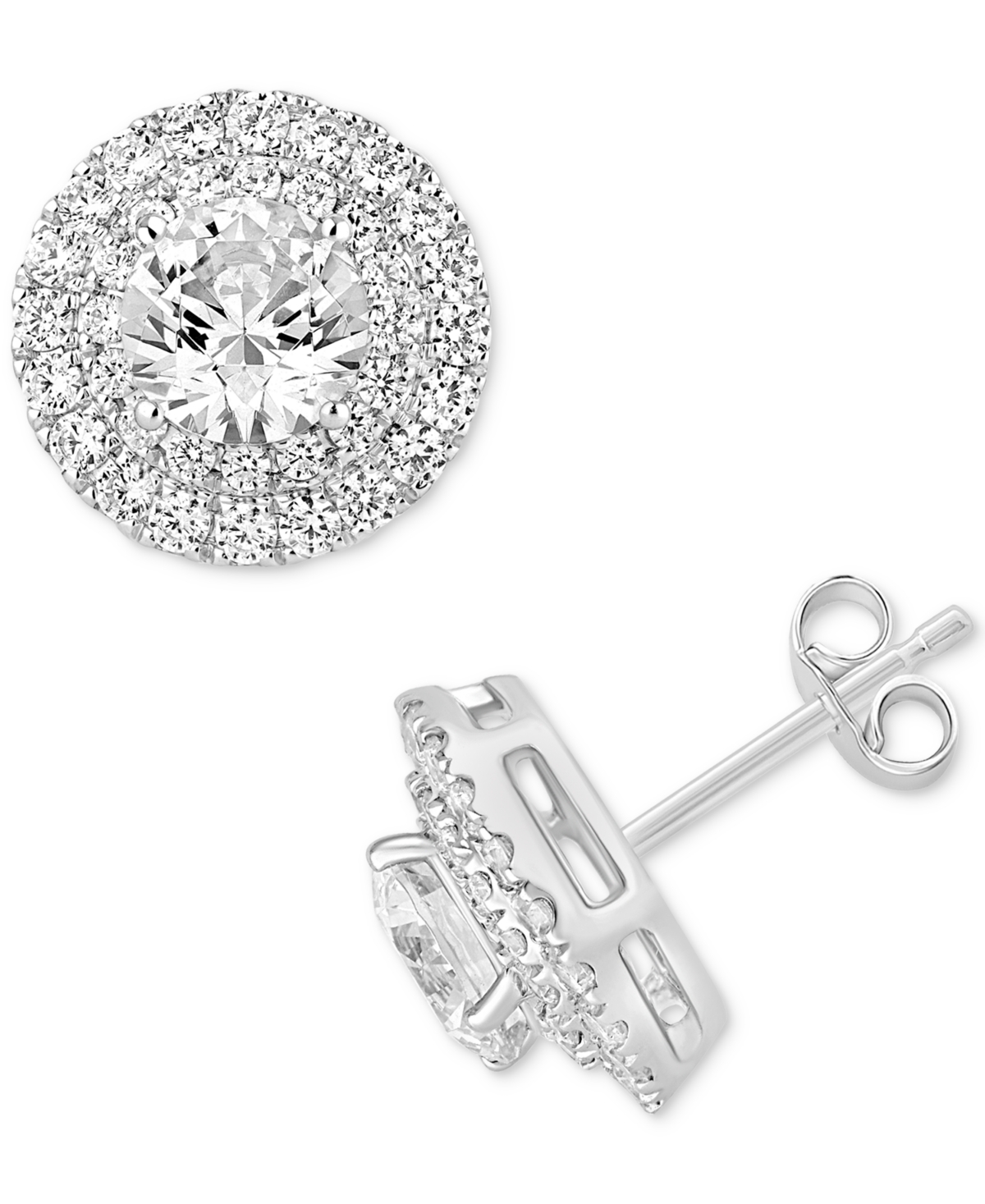 Macy's Diamond Double Halo Stud Earrings (2-1/4 Ct. T.w.) In 14k White Gold