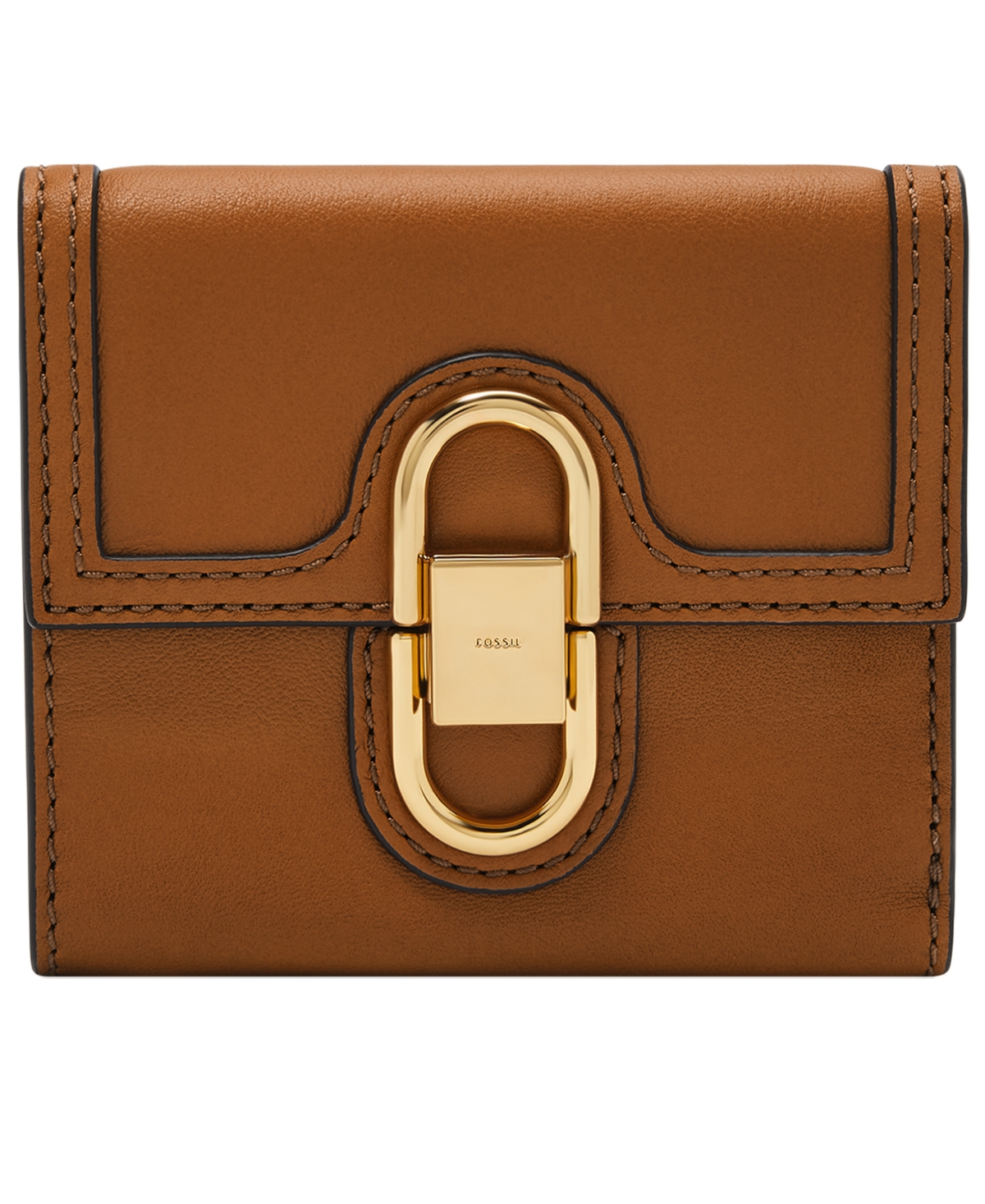 Shop Fossil Avondale Trifold Leather Wallet In Saddle