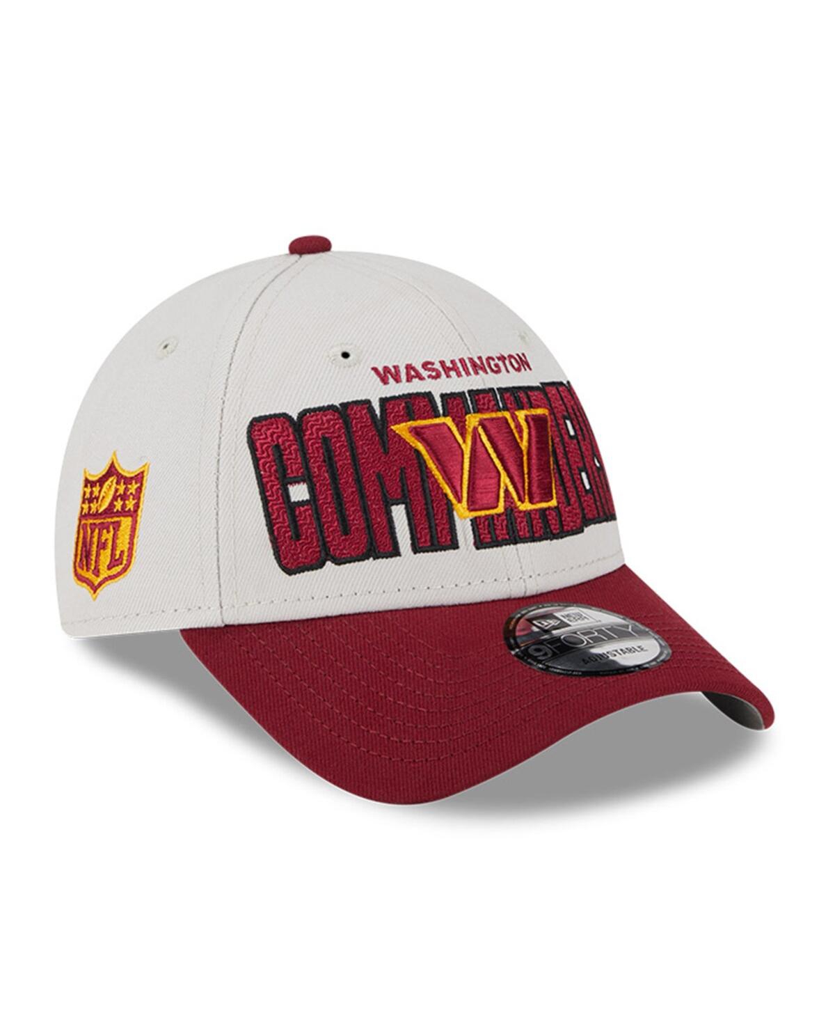 New Era Men's  Stone, Burgundy Washington Commanders 2023 Nfl Draft 9forty Adjustable Hat In Stone,burgundy