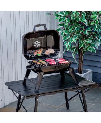14” Iron Porcelain Backyard Camping Patio Charcoal Fold Tabletop