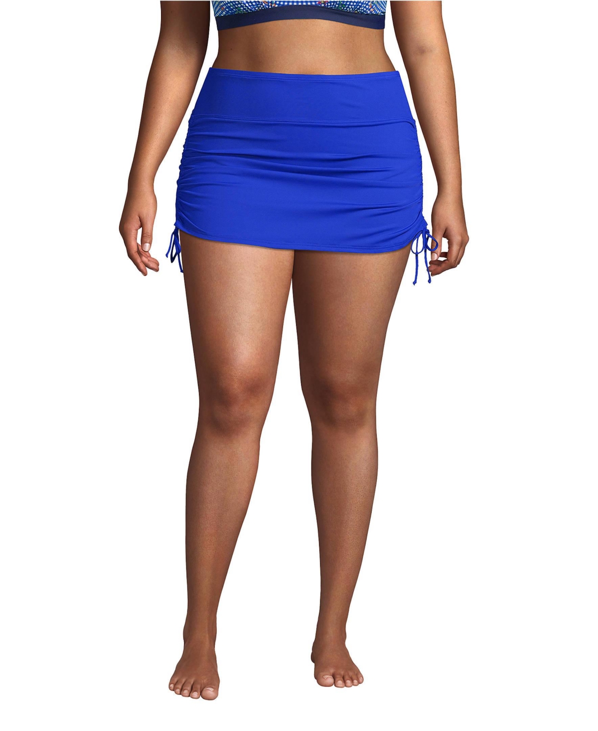 Plus Size Tummy Control Adjustable Swim Skirt Swim Bottoms - Electric blue