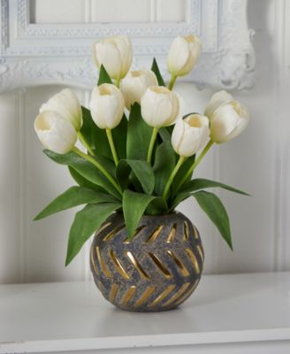 Tulip Artificial Arrangement in Decorative Vase