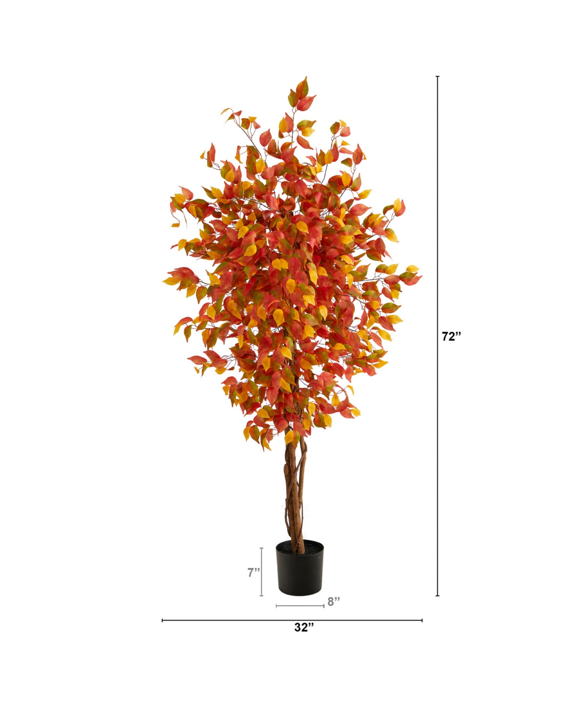 NEARLY NATURAL AUTUMN FICUS ARTIFICIAL FALL TREE, 6' 