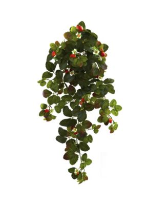 2-Pc. 31" Strawberry Artificial Hanging Bush Set with Berries 