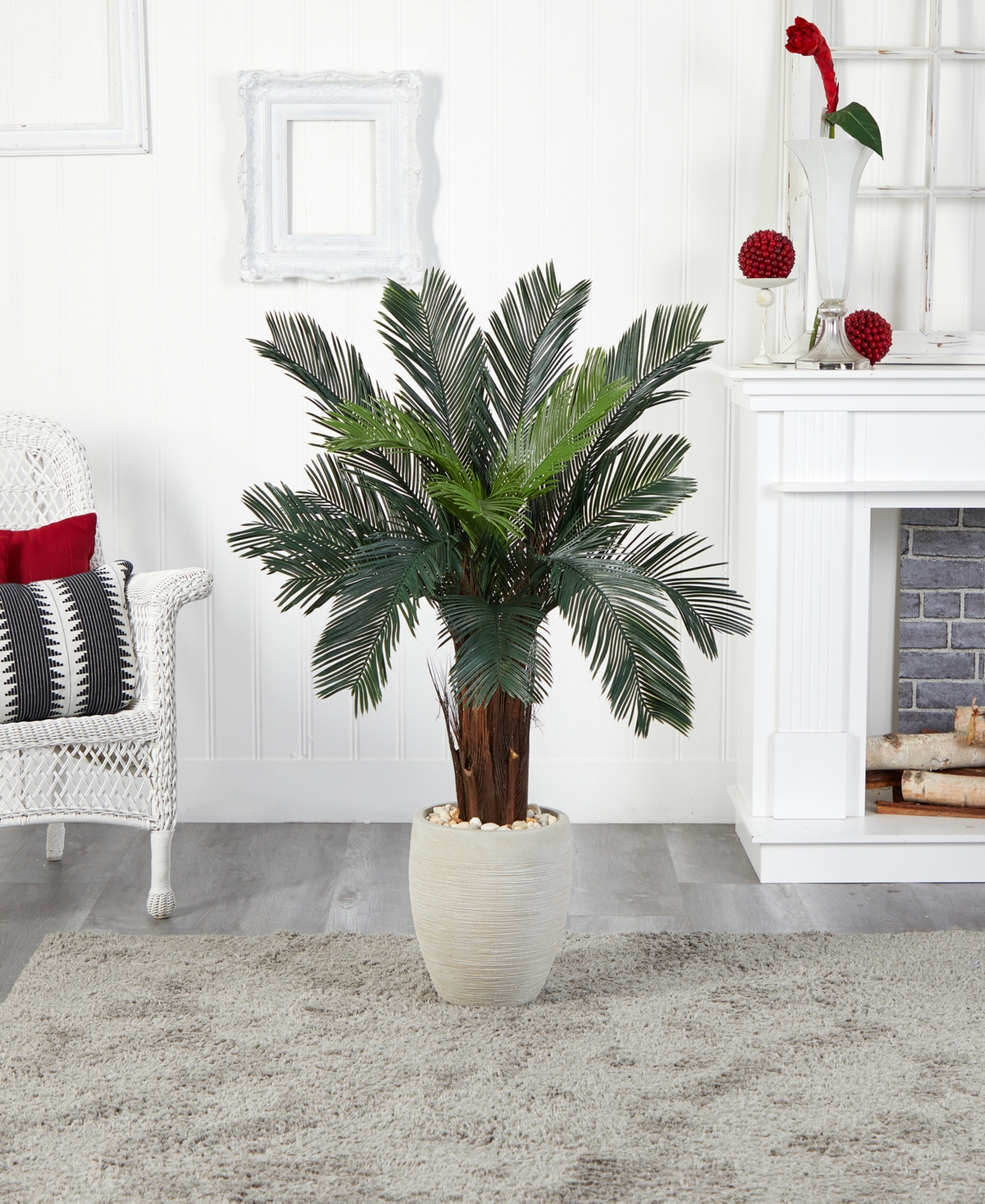 Nearly Natural Cycas Artificial Tree in Oval Planter Uv Resistant