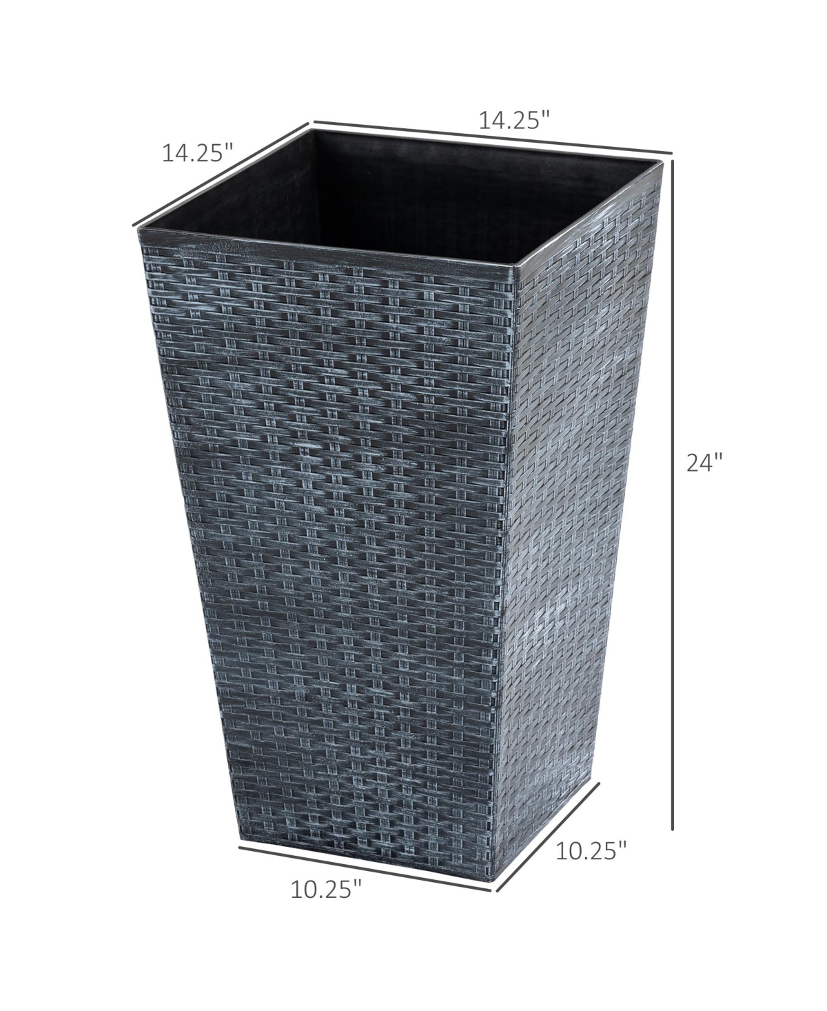 Outsunny Set of 3 Tall Planters, Outdoor & Indoor Flower Pot Set for Front Door, Entryway, Patio and Deck,- Grey