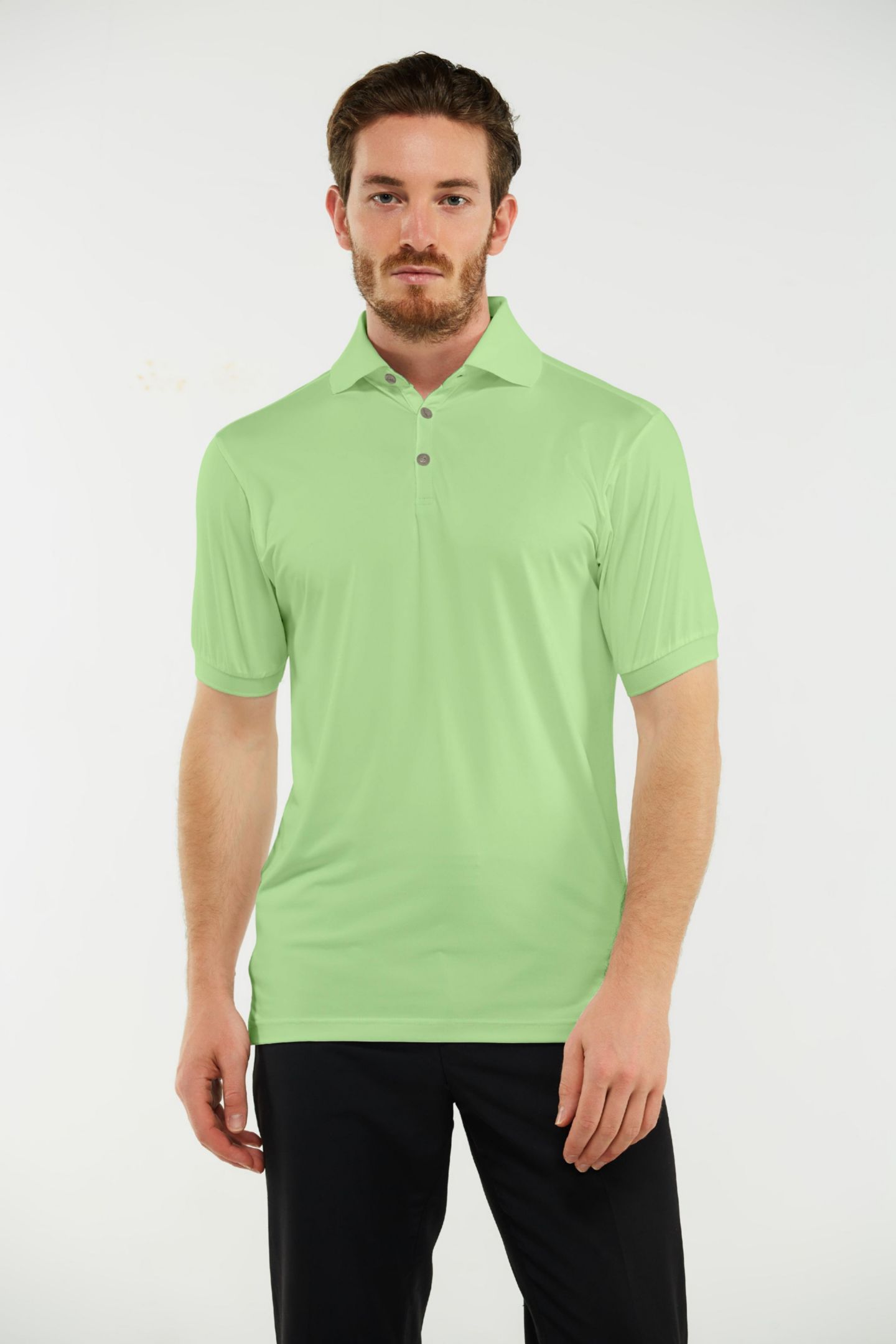 Мужское поло Mio Marino Lightweight Performance Stretch Golf Polo Shirt, Breathable Fit, цвет: Лаймовый зелёный — фото 1